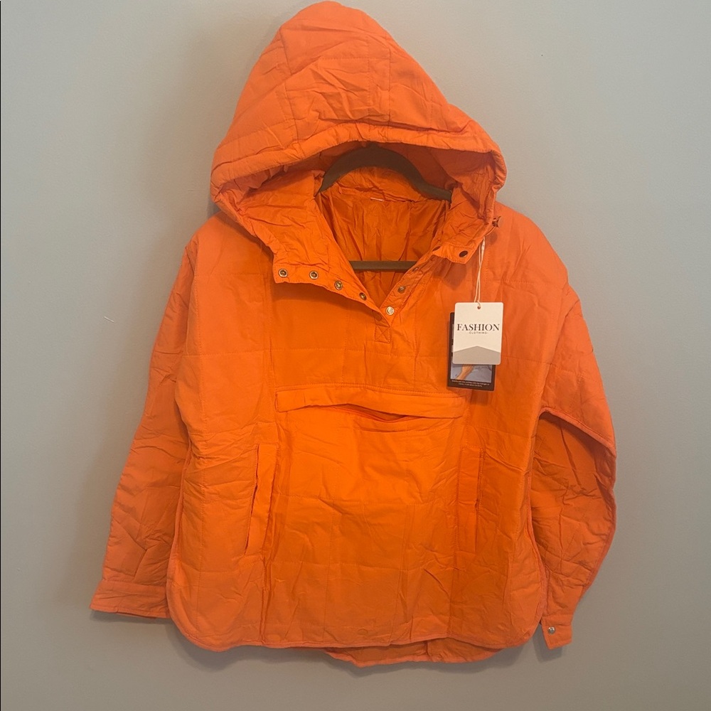CLEARANCE! Orange Unisex Pullover Hooded Jacket Size S but roomy as seen on TT